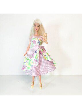 Barbie Teacher 1996 #13914 Nude Redressed Avon Spring Petals Dress